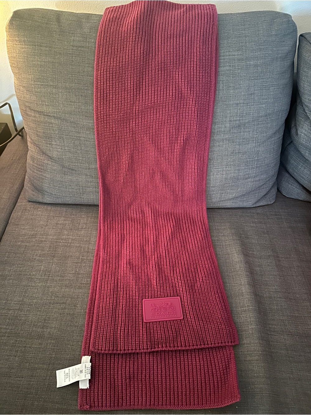 Coach pink Ribbed Knit Scarf - Berry Red